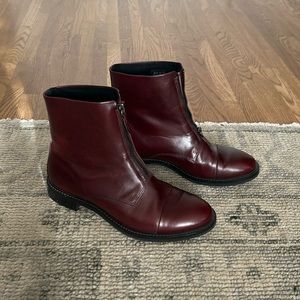Ecco zip front ankle boots in maroon